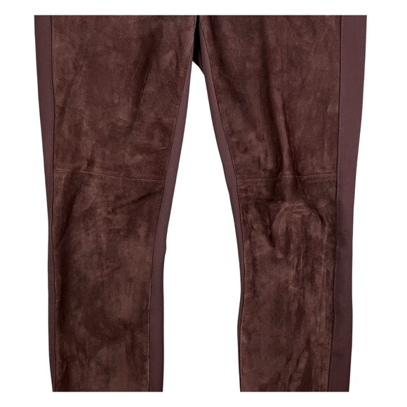 WHBM Genuine Suede & Ponte Knit The Legging  Women's 4  Side Zip Mid-Rise Brown - Picture 4 of 14